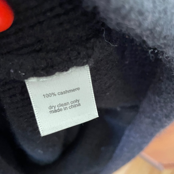 Dear Pruitt Cashmere sweater turtleneck black gray trim - Picture 8 of 10